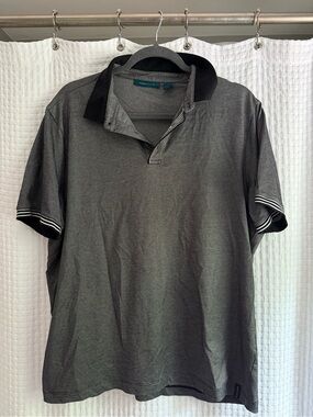 Perry Ellis Men's Gray Polo with Black Collar